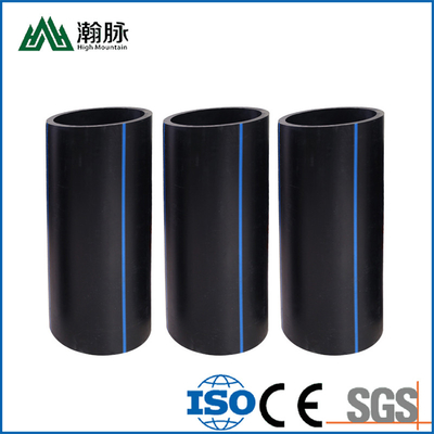 Tubo de água de HDPE azul ou preto com listras azuis para abastecimento e drenagem de água resistente à corrosão