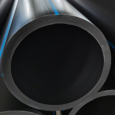 Tubo de água de HDPE azul ou preto com listras azuis para abastecimento e drenagem de água resistente à corrosão