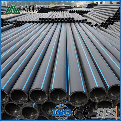 Tubos de abastecimento de água PE HDPE comprimento conforme os requisitos do cliente azul ou preto com faixa azul