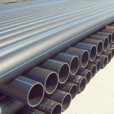 Tubos de abastecimento de água PE HDPE comprimento conforme os requisitos do cliente azul ou preto com faixa azul