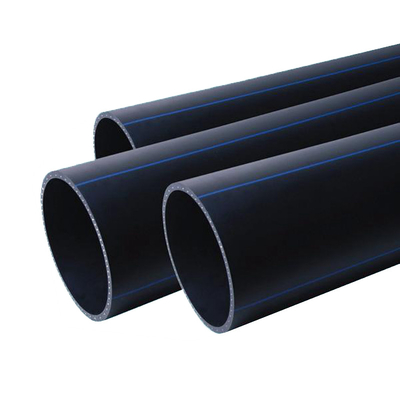 Como tamanho personalizado tubos de abastecimento de água HDPE espessura 2,3 mm-117,6 mm azul ou preto com faixa azul